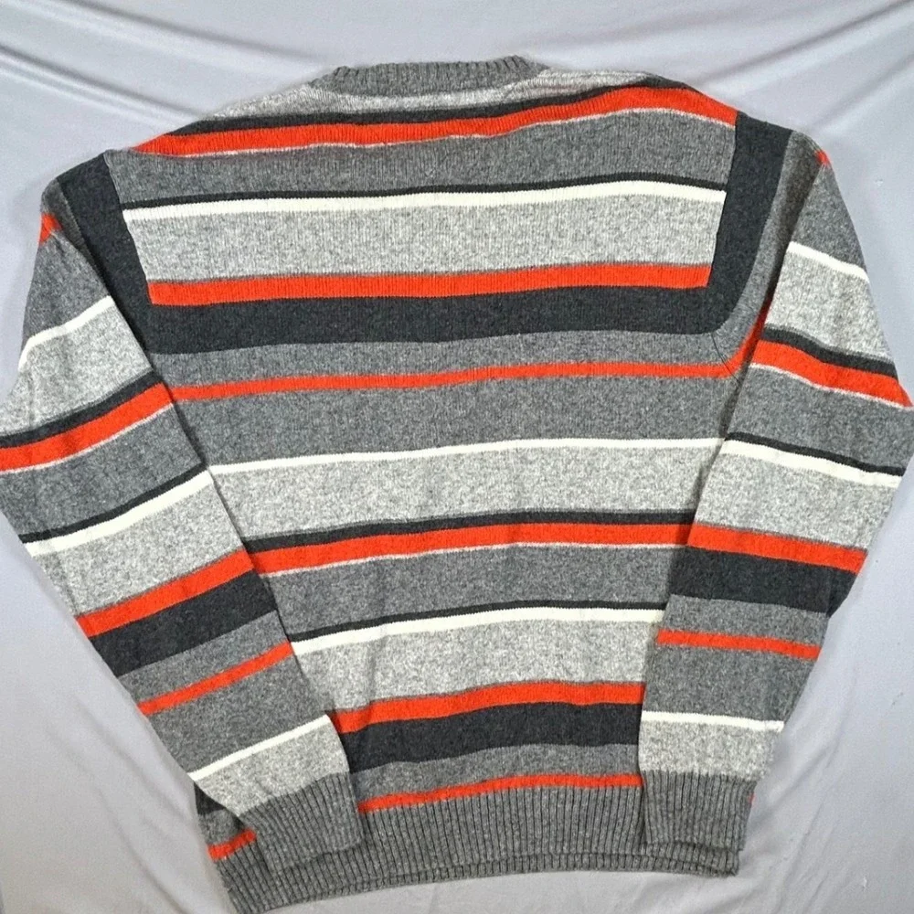 Vintage Tommy Hilfiger Mens Large Striped Cotton Lambswool Crewneck Sweater